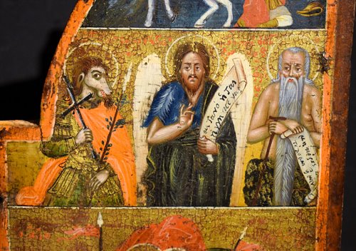 Tryptique  médiéval grec, détrempe sur bois à fond or